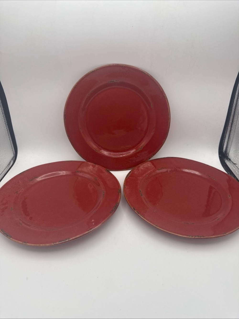 3 Pier 1 Hacienda De Vida Brick distressed 8.75" Salad Plates handcrafted